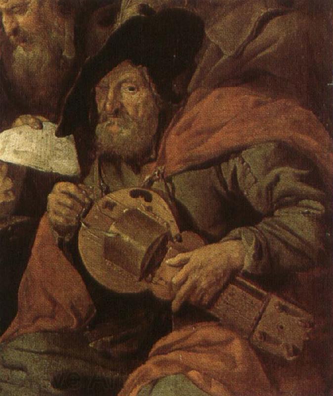 Hans Multscher showing ahurdy gurdy player Spain oil painting art